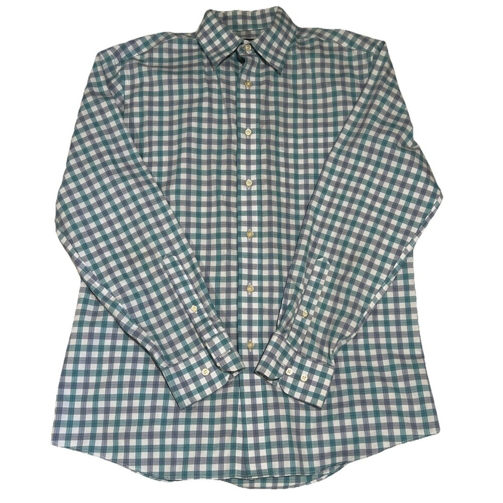 Jos A Bank Travelers Collection Tailored Fit Plaid Button Down Shirt Mens Medium - Picture 2 of 7